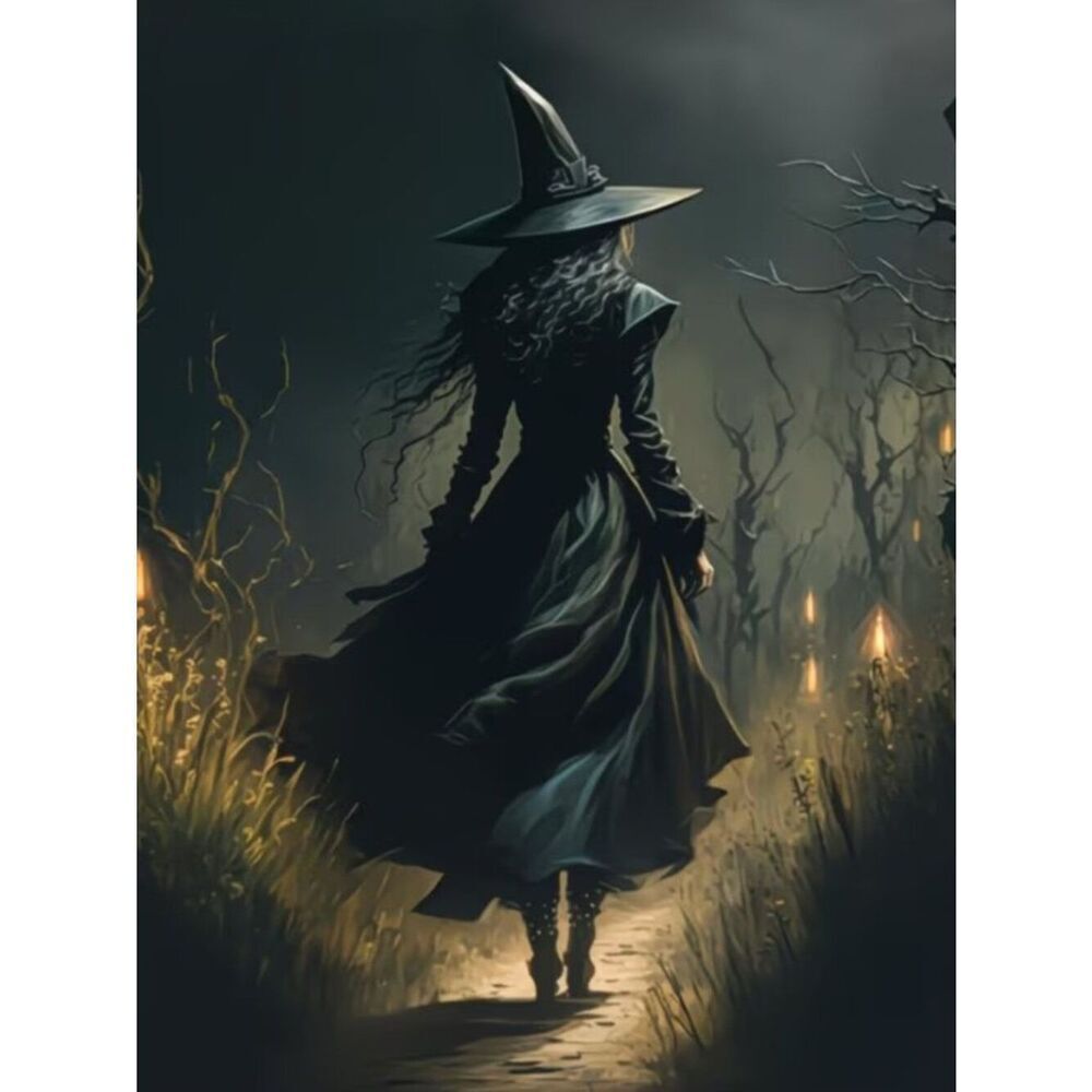 NWT Unframed Gothic Witch Wall Art Print Frameless Halloween Decor 16 X 24